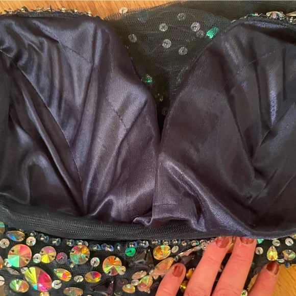 Bling! Bling! big Rhinestone Longsleeve dress Sz-O - Picture 4 of 13